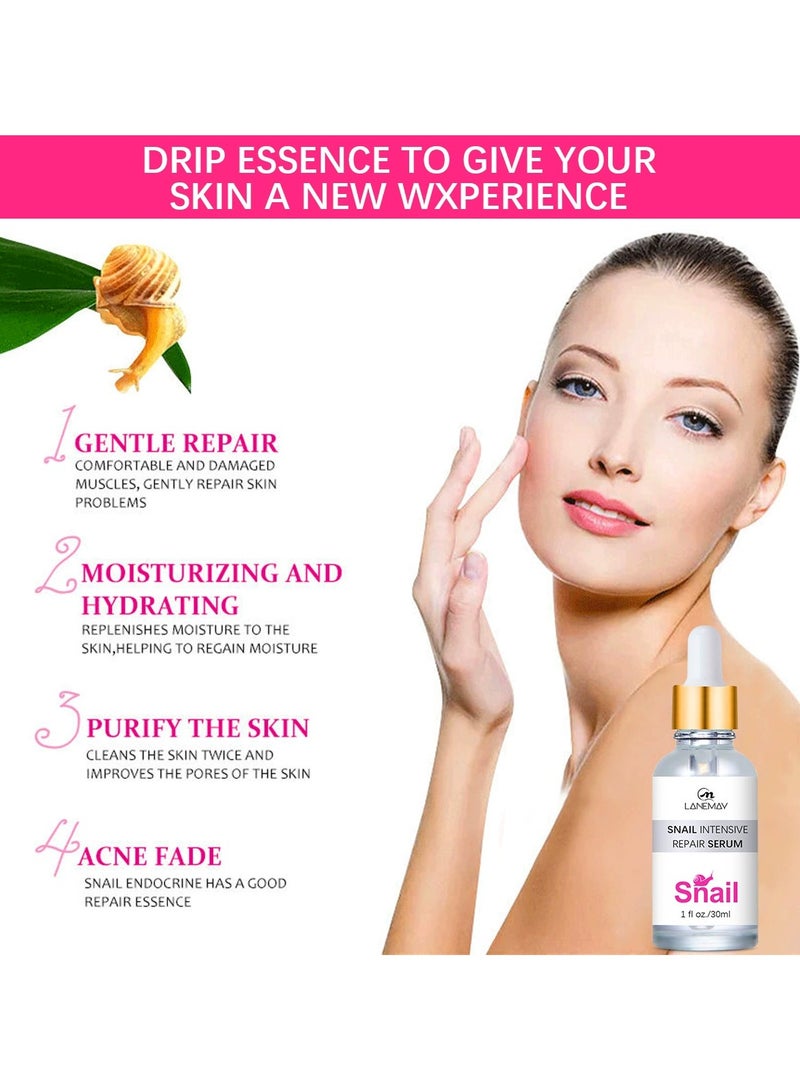 LANEMAY Snail Essence Facial Serum Hydrating Nourishing Firming Anti Wrinkle Brightening Dark Spots - Image 4