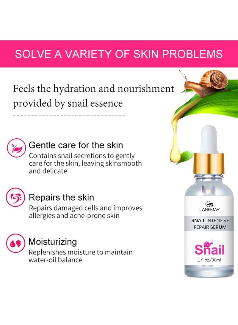 LANEMAY Snail Essence Facial Serum Hydrating Nourishing Firming Anti Wrinkle Brightening Dark Spots - Image 5