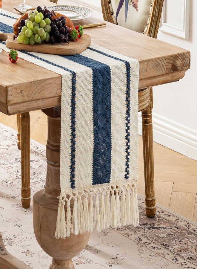 Fancy Homi Dusty Blue Table Runner 90 Inches Long Boho Macrame Table Runner for Home Decor, Farmhouse Table Runners with Tassels for Party Bohemian Rustic Bridal Shower Dining Decor 12x90 Inches - Image 4