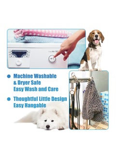 SYOSI Chenille Dog Drying Towel Super Absorbent Microfiber Dog Bath Towels for Drying Dogs Cats Shammy Clean Gloves for Pet Puppy Kitten Paws Machine Washable Grey 35x80cm  - Image 5