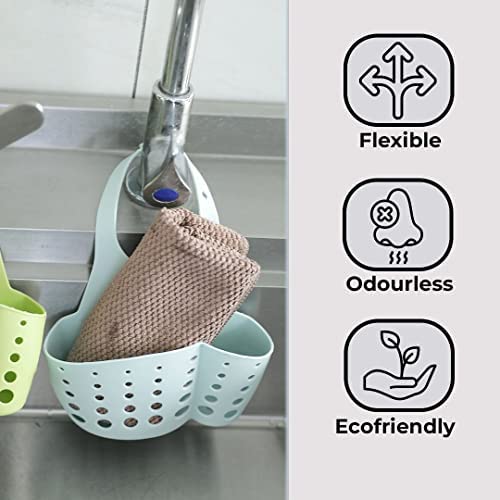 Kuber Industries Kuber Industries Kitchen & Bathroom Organizer|Multipurpose Basket Shelf for Kitchen & Bathroom|Premium TPR|Adjustable Snap Fastener|Non-Toxic & Odor-Less|Pack of 2|TM15008|Multicolor  - Image 5