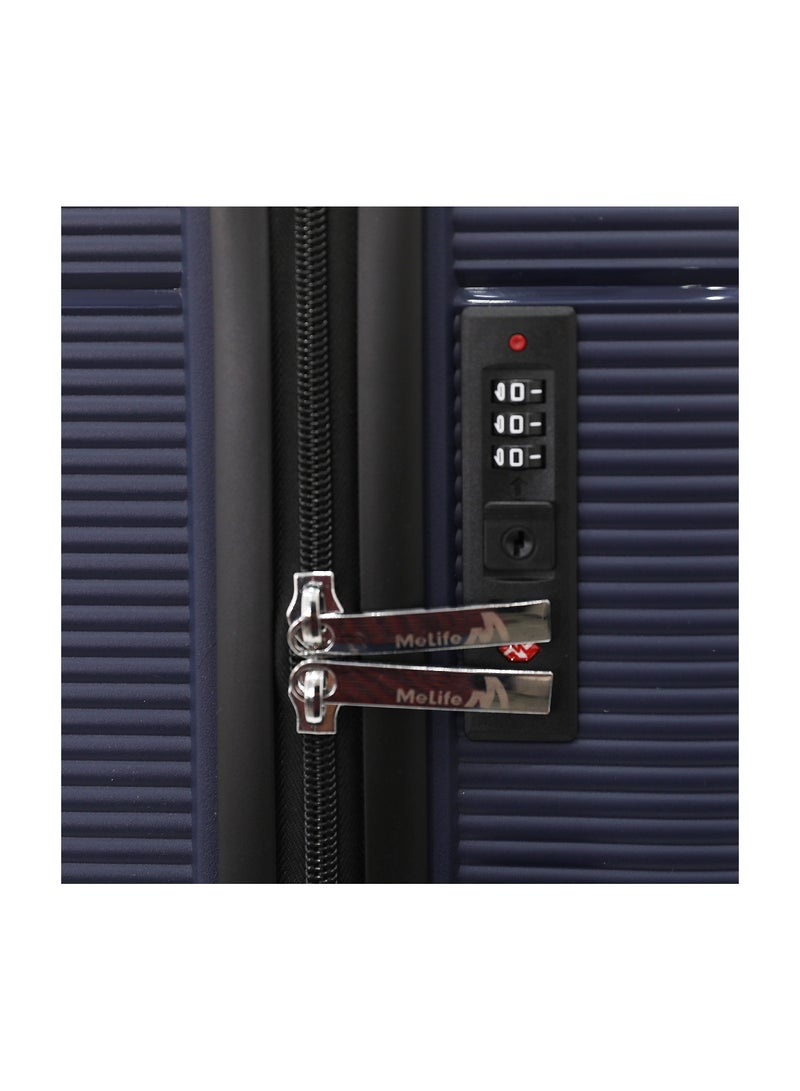 MELIFE Durable PP Hard Shell Luggage Trolley Bag 3 Pieces Set,Navy (S-20,M-24,L-28 Inch) - Image 3