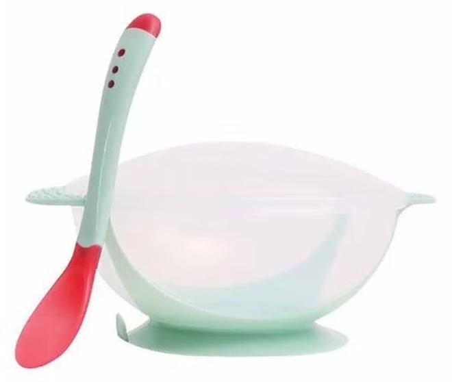 أوريتي درجة الحرارة استشعار عديم الرائحة وغير ضارة المواد الطفل وعاء تغذية مع ملعقة - Image 1