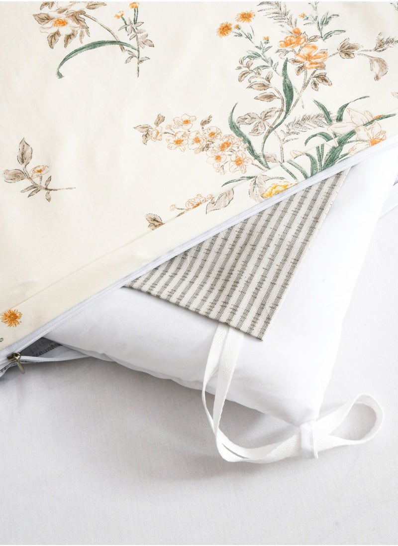 Master Home Textile - Cotton Floral Comforter Sets, Fits 120 x 200 cm Single Size Bed, 5 Pcs, 100% Cotton 200 Thread Count, With Removable Filling, Veronica Series - Image 1
