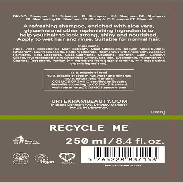 URTEKRAM Fine Hair Rosemary Shampoo, 250 ML - Image 4