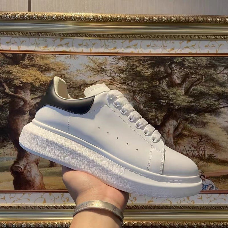High Version Mcqueen White Shoes Shallow Mouth Genuine Leather Thick Sole Inner Heightening Sneakers Casual Versatile Couple Platform Shoes - Image 4