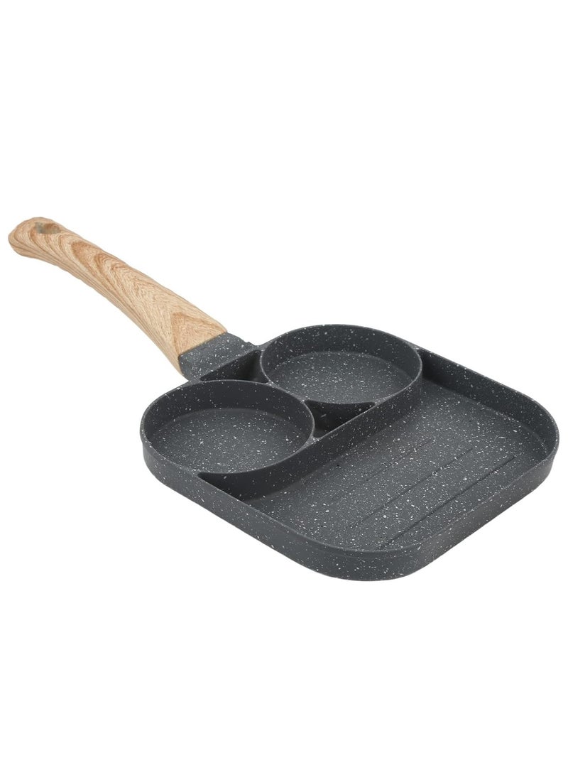 DubaiGallery 3 Slots Egg Burger Pancake Maker Wooden Handle Nonstick Cooking Pot - Image 4