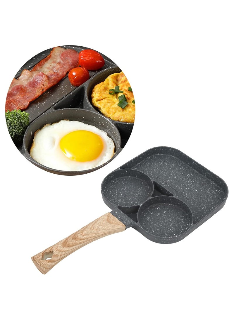 DubaiGallery 3 Slots Egg Burger Pancake Maker Wooden Handle Nonstick Cooking Pot - Image 1