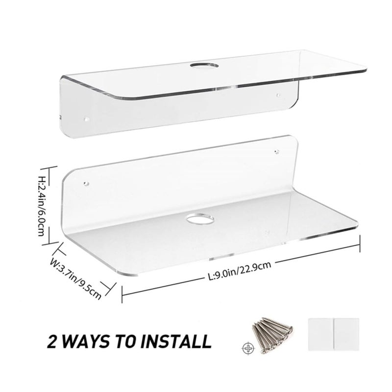Wall Mounted Acrylic Speaker Shelf Audio Stand Bracket Set Of 2 For Office Game Room - Image 4