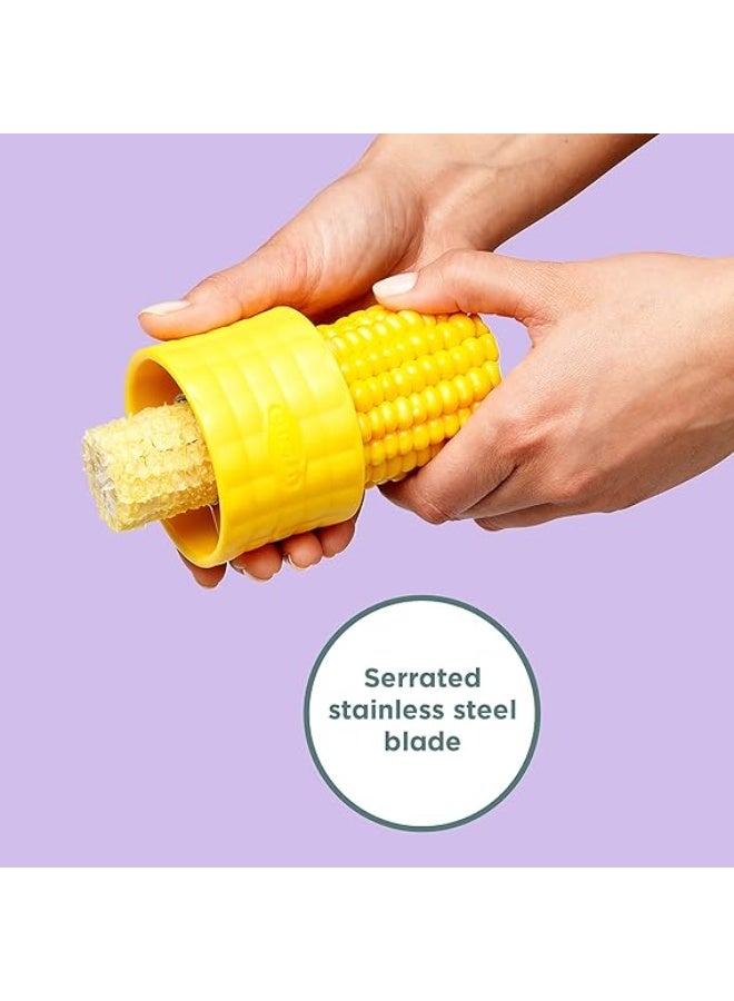 Chef'n Cob Corn Stripper, Sweetcorn Kernel Remover Tool, Yellow, 7 x 5 cm - Image 5