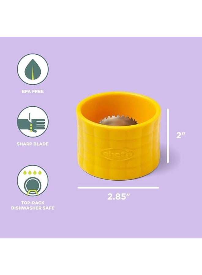 Chef'n Cob Corn Stripper, Sweetcorn Kernel Remover Tool, Yellow, 7 x 5 cm - Image 2
