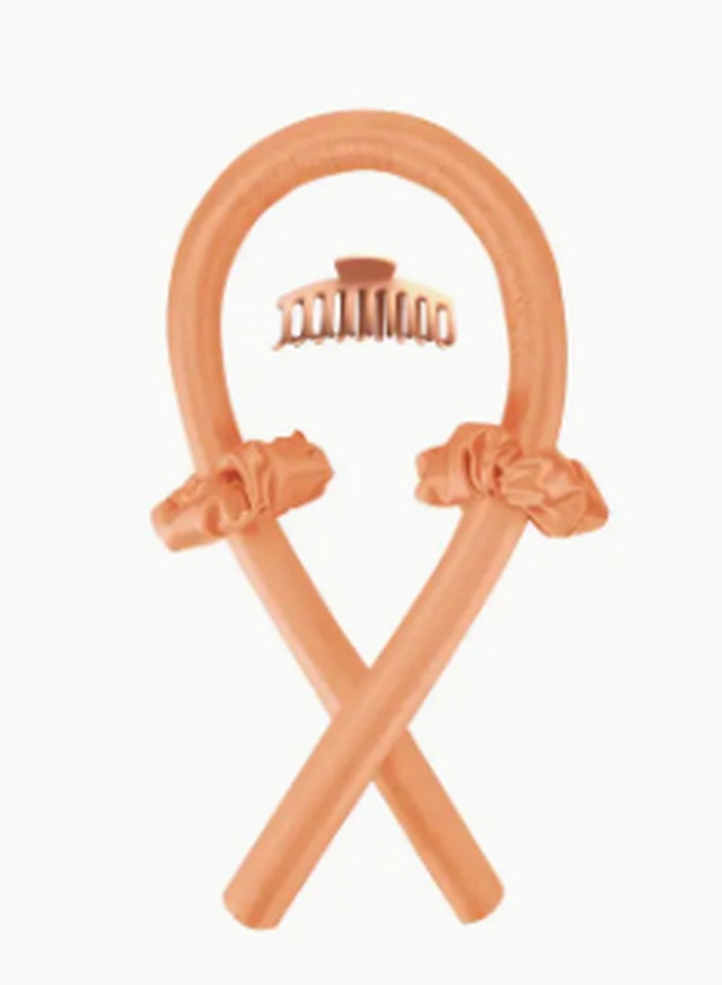 Kimaya Heatless Curling Rod Headband,Lazy Hair Curler,No Heat Silk Curlers,Soft Rubber Hair Rollers,Curling Ribbon and Rods for Natural Hair,Hair Waver Hair Curling Kit for Natural Waves (Orange)  - Image 1
