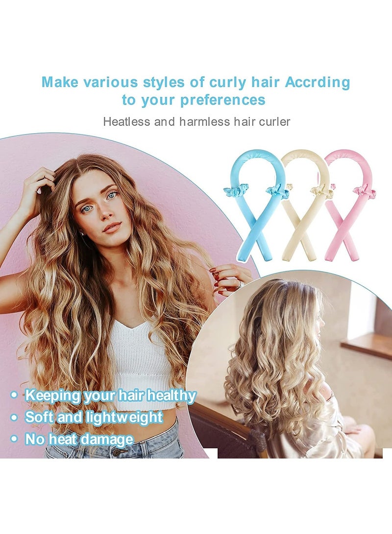 Kimaya Heatless Curling Rod Headband,Lazy Hair Curler,No Heat Silk Curlers,Soft Rubber Hair Rollers,Curling Ribbon and Rods for Natural Hair,Hair Waver Hair Curling Kit for Natural Waves (Orange)  - Image 5