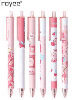 Royee 6 Piece 0.5mm Cute Kawaii Black Ink Retractable Gel Pens Office School Supplies  - Image 1