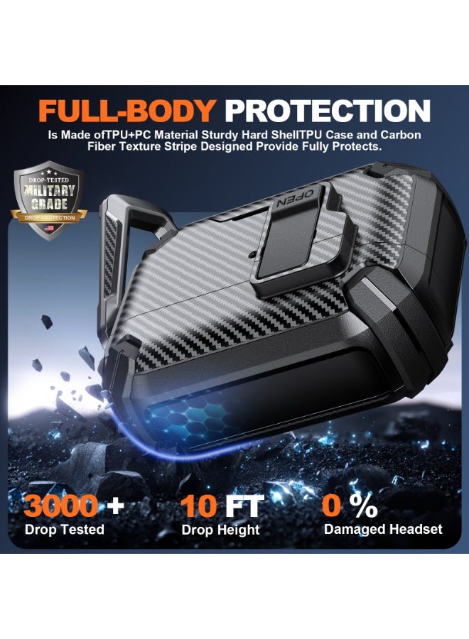 ICARLUS For AirPods 4 MagSafe Magnetic Holder Carbon Fiber Pattern Earphone Case Black - Image 4