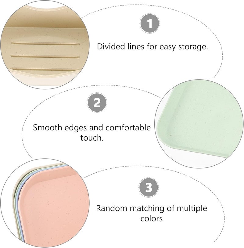 Gatuida Wheat Straw Snack Plates Set of 4 with Large Square Dishes and Storage Rack, Multipurpose Fruit and Dessert Plates for Home and Party Use, Eco-friendly Food Container, Lightweight - Image 3