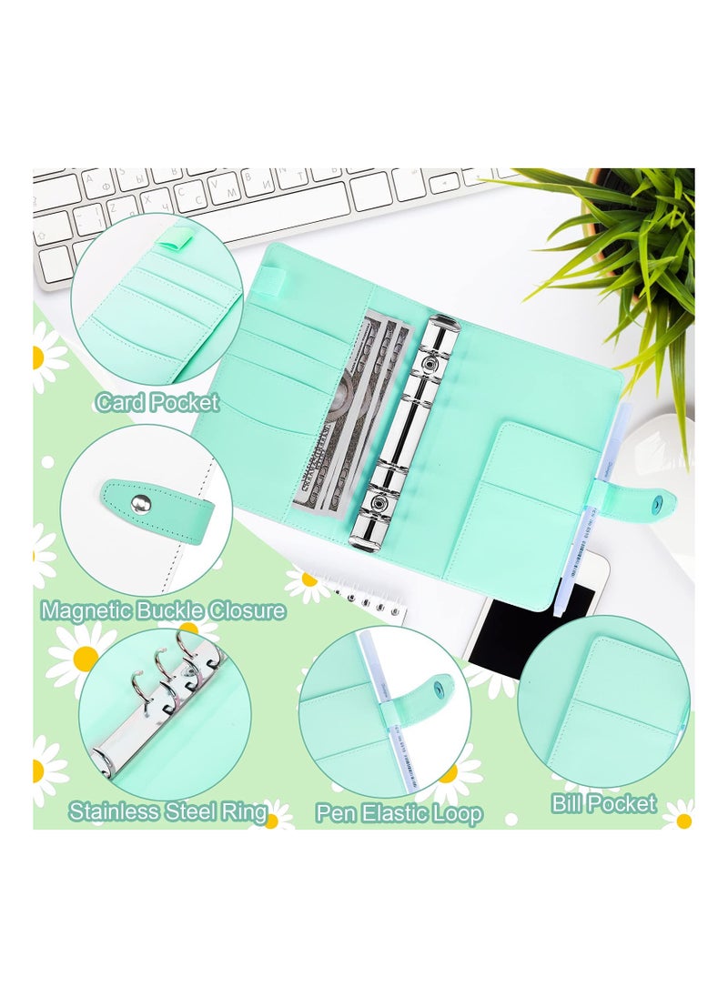 KASTWAVE - Budget Binder with Cash Envelopes, A6 Stitching PU Leather Zipper Envelopes and Sheets, 12pcs for Saving Money, Organizer System - Image 1
