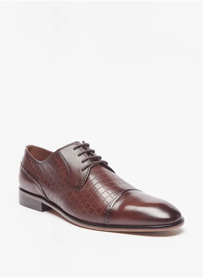 دوتشيني Men'S Textured Derby Shoes With Lace-Up Closure