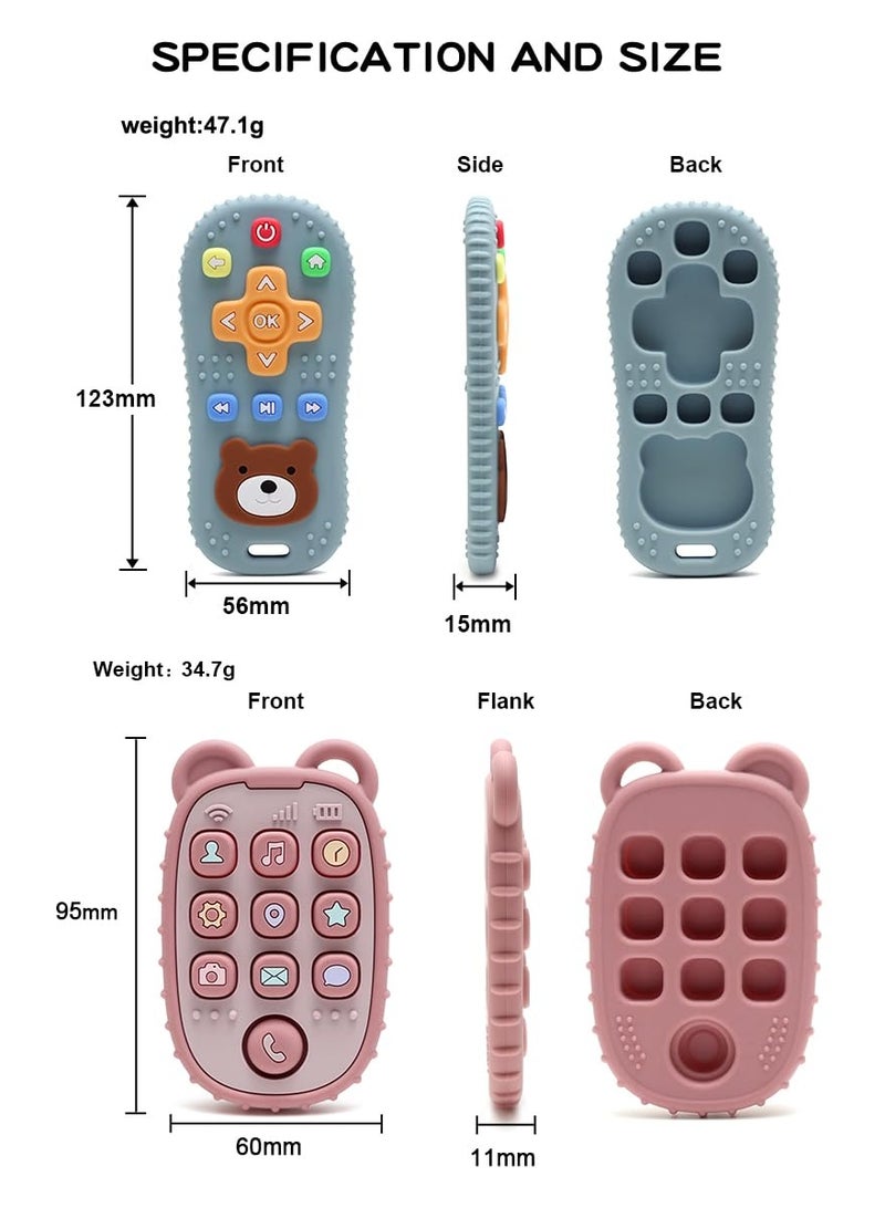 السيد باندا عبوة من قطعتين لعبة عضاضة للأطفال، لعبة مضغ، الهاتف المحمول وجهاز تحكم عن بعد، لعبة تسنين للأطفال الرضع (الدب الوردي) - Image 2