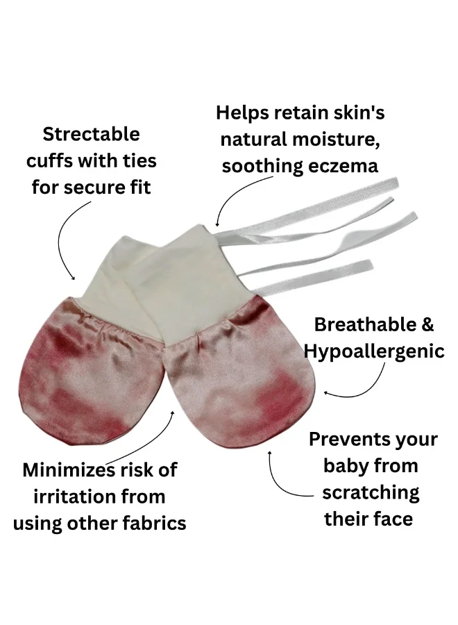 Silk Me Silk Me 100% Pure Mulberry Silk Baby Mittens 22 Momme - 1 Pair - No-Scratch Mitts - Eczema Relief - Hypoallergenic & Breathable Infant Hand Mittens - 0-12 Months - Double layered (Pink Sky)