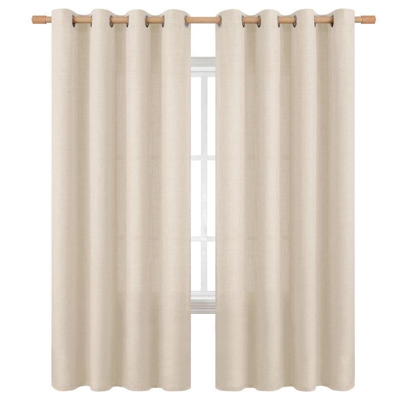 BGment Curtains 72 Inches Long for Living Room Flax Linen Curtains Burlap Textured Thick Light Filtering Privacy Grommet Window Curtain Drapes for Bedroom 2 Panels 52 x 72 Inch Light Beige
