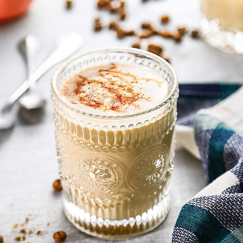 KELVEE Glass Embossed Designed Romantic Premium Tumbler Water Glasses Perfect For Drinking Whiskey Juice Beverages Beer Cocktail Set Of 6 Transparent 300 Ml - Image 3