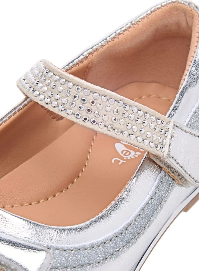 Barefeet Girls Bow Embellished Mary Jane Shoes with Hook and Loop Closure