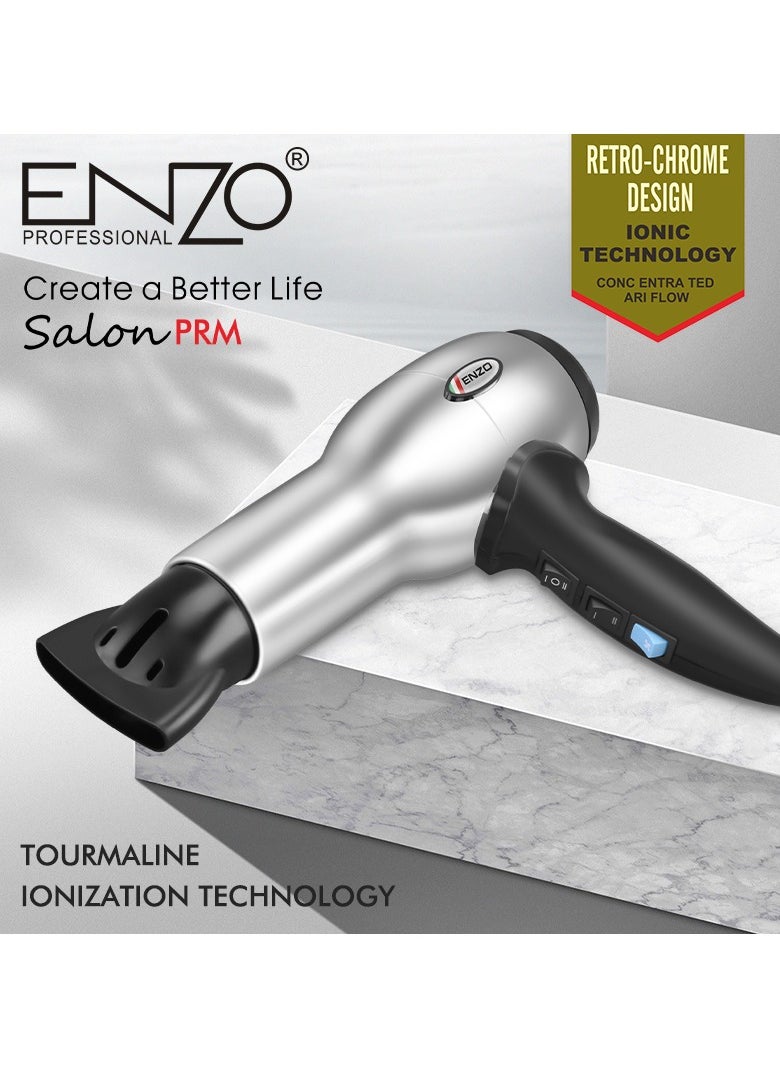 ENZO Professional - ENZO EN-8225 Professional Hair Dryer – 2200W Ionic Hair Dryer with 3 Heat & 2 Speed Settings, Diffuser Attachmen - Image 1