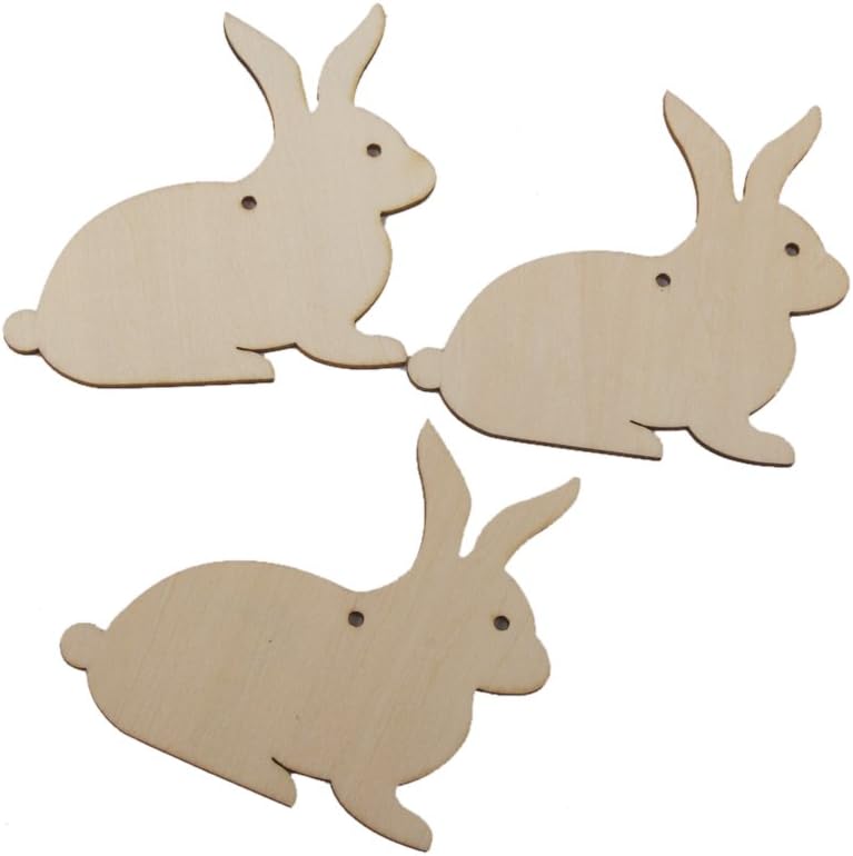 كلاراكو عبوة من 10 قطع من بطاقات خشبية على شكل أرنب من خشب MDF، زينة، لوازم حرفية خشبية غير مطلية، 6 سم - 12 سم - Image 2