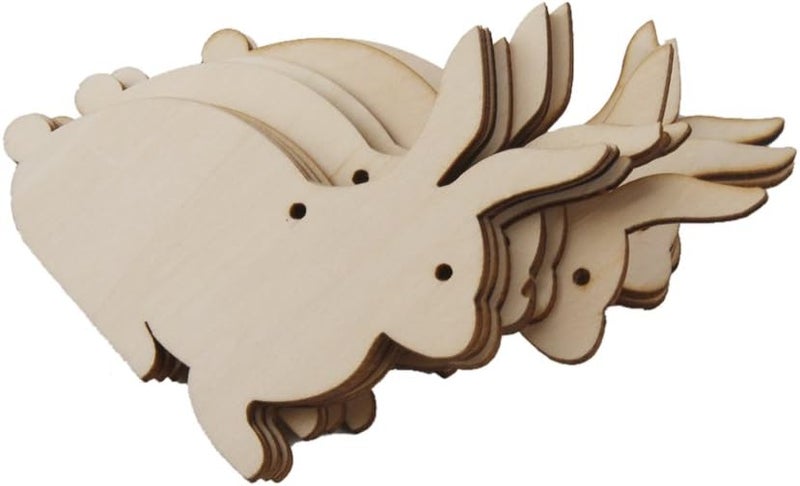 كلاراكو عبوة من 10 قطع من بطاقات خشبية على شكل أرنب من خشب MDF، زينة، لوازم حرفية خشبية غير مطلية، 6 سم - 12 سم - Image 5