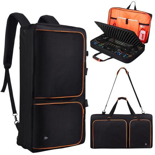 Timoxi DJ Controller Case for DDJ-FLX10/ 1000/REV7/REV5/800/ FLX6 AlphaTheta DDJ-GRV6 With Thick EVA Padding, Adjustable Shoulder Strap,Fits Up to 15.6" Laptops– Perfect for DJ and Music Producers - Image 1