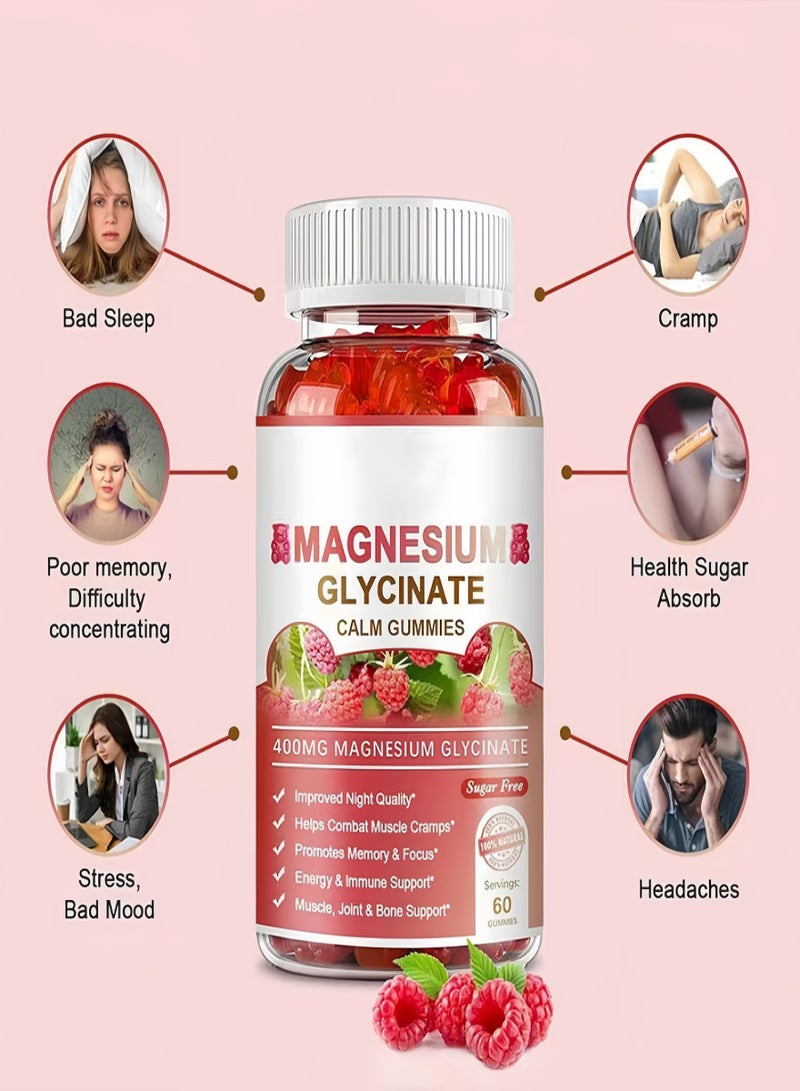 WelnessWays Magnesium Glycinate Chelate Supplement 400 mg for each Cap with Organic Vegetables for Sleep, Calm, Anxiety, Muscle Cramp & Stress Relief – Gluten Free, Non GMO - 60 Gummies - Image 2