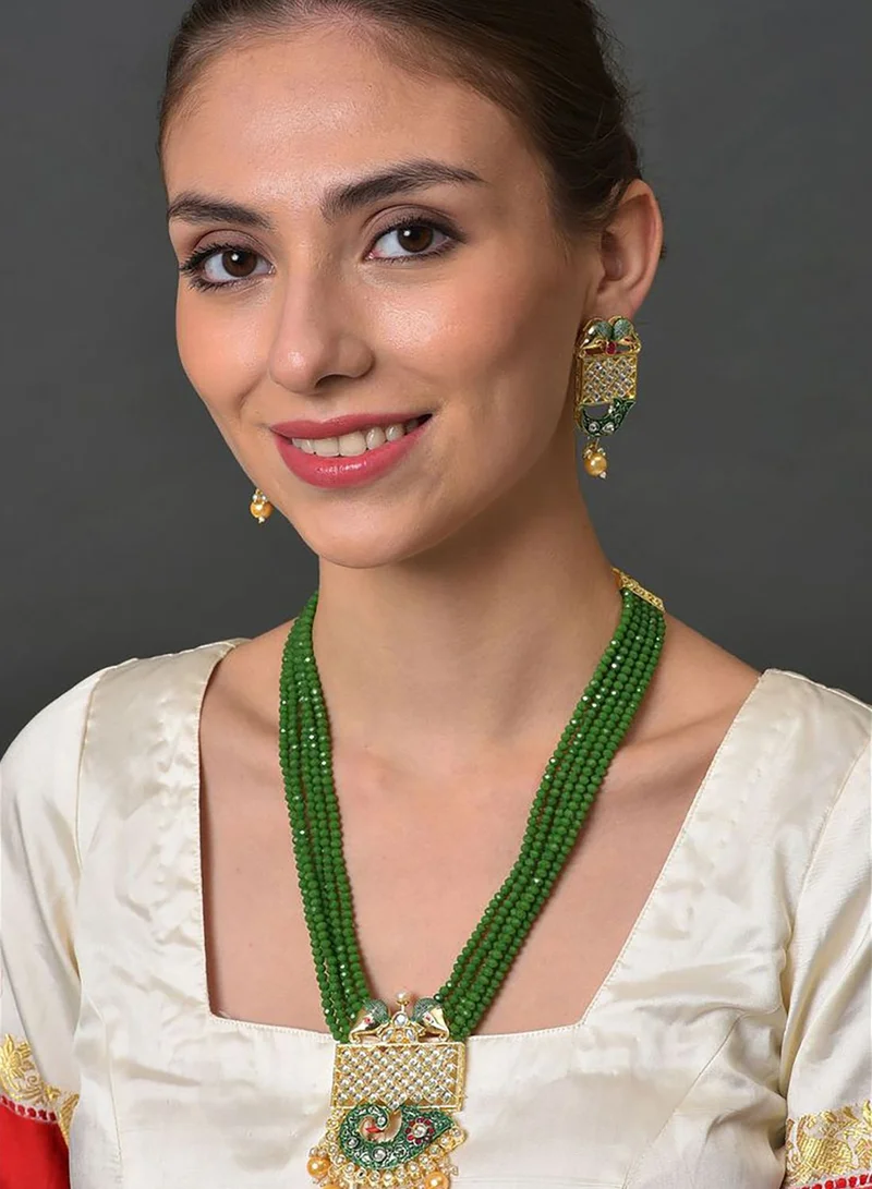 SOHI Kundan Meenakari Gold Plated Necklace Set