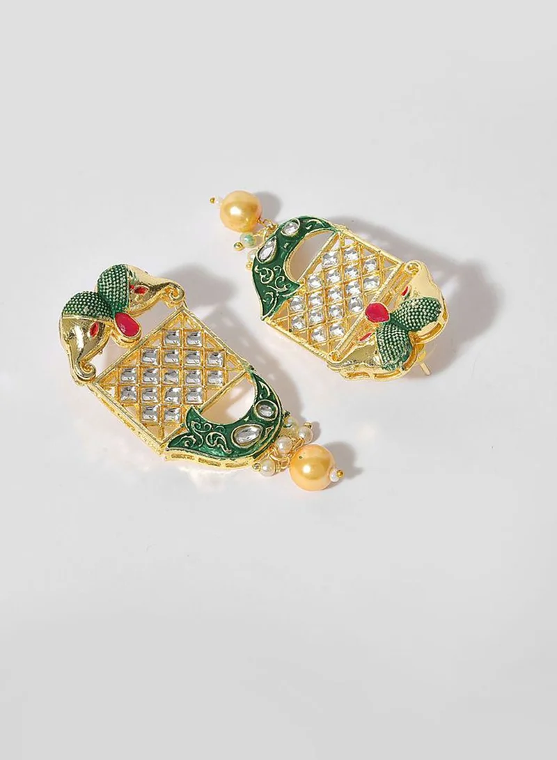 SOHI Kundan Meenakari Gold Plated Necklace Set