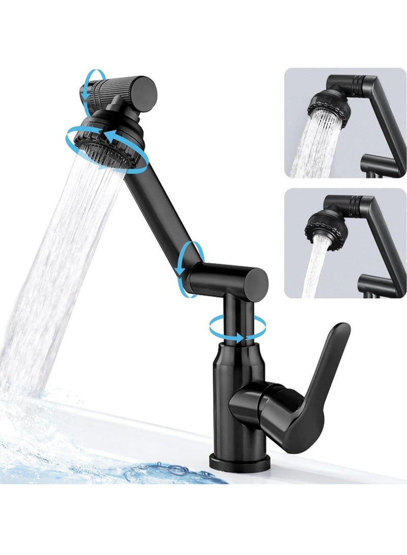 كابتن تيك 1080 Degree Swivel Faucet for Bathroom Sink, Single Hole Faucet, Adjustable Swivel Single Hole Bathroom Sink Faucet with Big Angle Rotate Spray Dual Function - Image 1