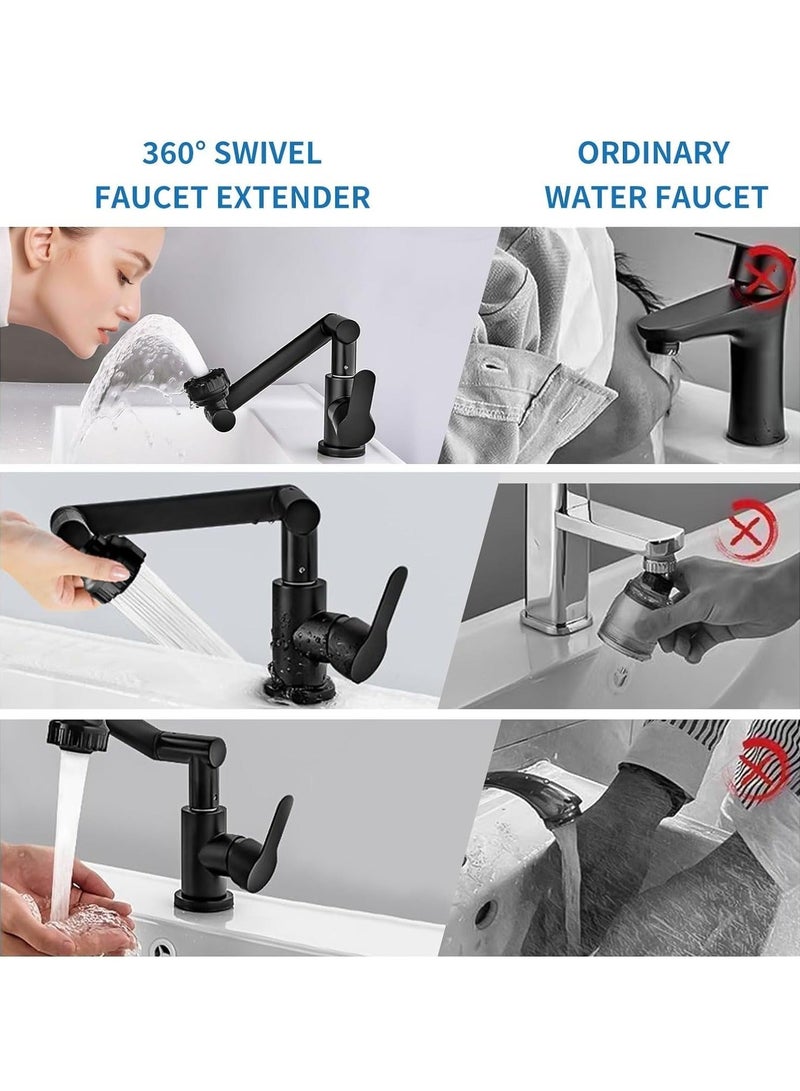 كابتن تيك 1080 Degree Swivel Faucet for Bathroom Sink, Single Hole Faucet, Adjustable Swivel Single Hole Bathroom Sink Faucet with Big Angle Rotate Spray Dual Function - Image 4