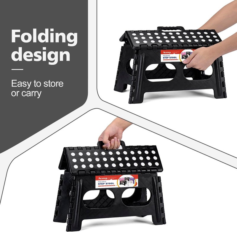 ACSTEP Foldable Step Stool for Kids and Adults,15-Inch Extra Wide 9-Inch Height (2 Pack) More Safe and Comfortable Holds Up to 300 lbs Folding Step Stool for Bathroom, Garden, Kitchen（Black） - Image 4