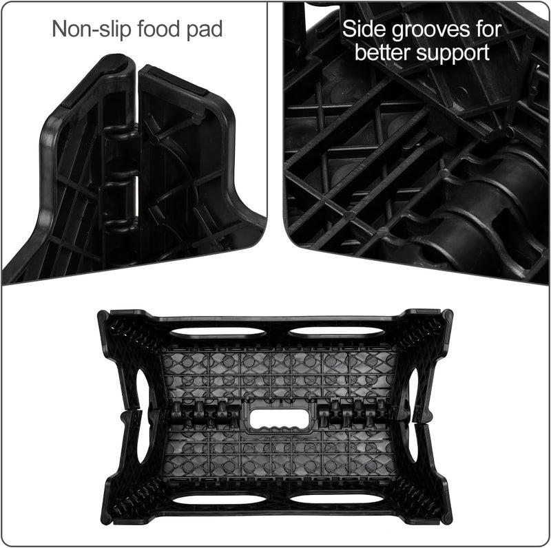 ACSTEP Foldable Step Stool for Kids and Adults,15-Inch Extra Wide 9-Inch Height (2 Pack) More Safe and Comfortable Holds Up to 300 lbs Folding Step Stool for Bathroom, Garden, Kitchen（Black） - Image 2