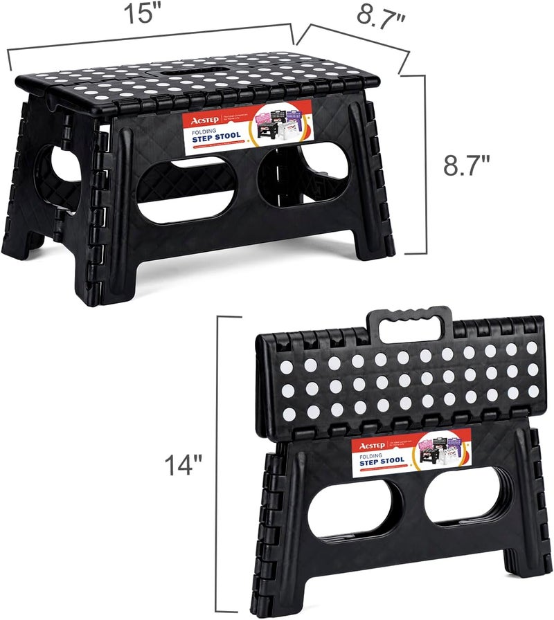 ACSTEP Foldable Step Stool for Kids and Adults,15-Inch Extra Wide 9-Inch Height (2 Pack) More Safe and Comfortable Holds Up to 300 lbs Folding Step Stool for Bathroom, Garden, Kitchen（Black） - Image 5