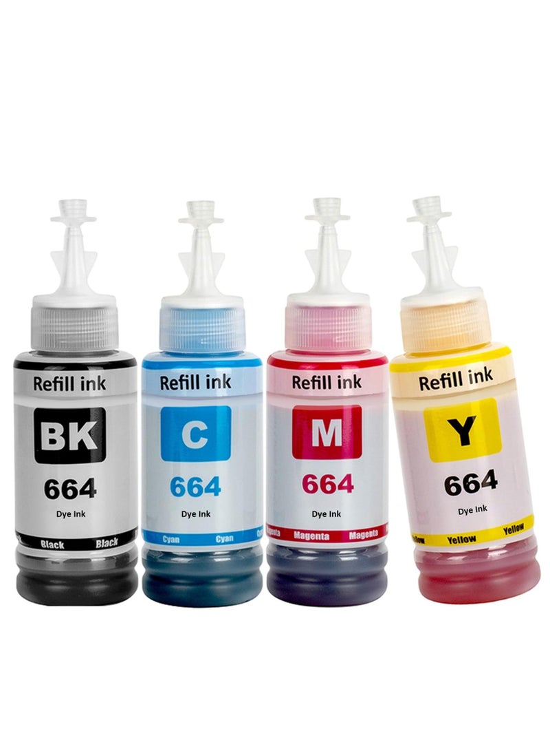 664 T664 Ink Compatible with Epson T664 Refill Ink Bottles Work with EcoTank ET-2650 ET-2500 ET-2550 ET-2600 ET-4500 ET-14000 L100 L110 L120 L200 L210 L300 L350 L355 L550 L555 Printer, 4 Pack - Image 1