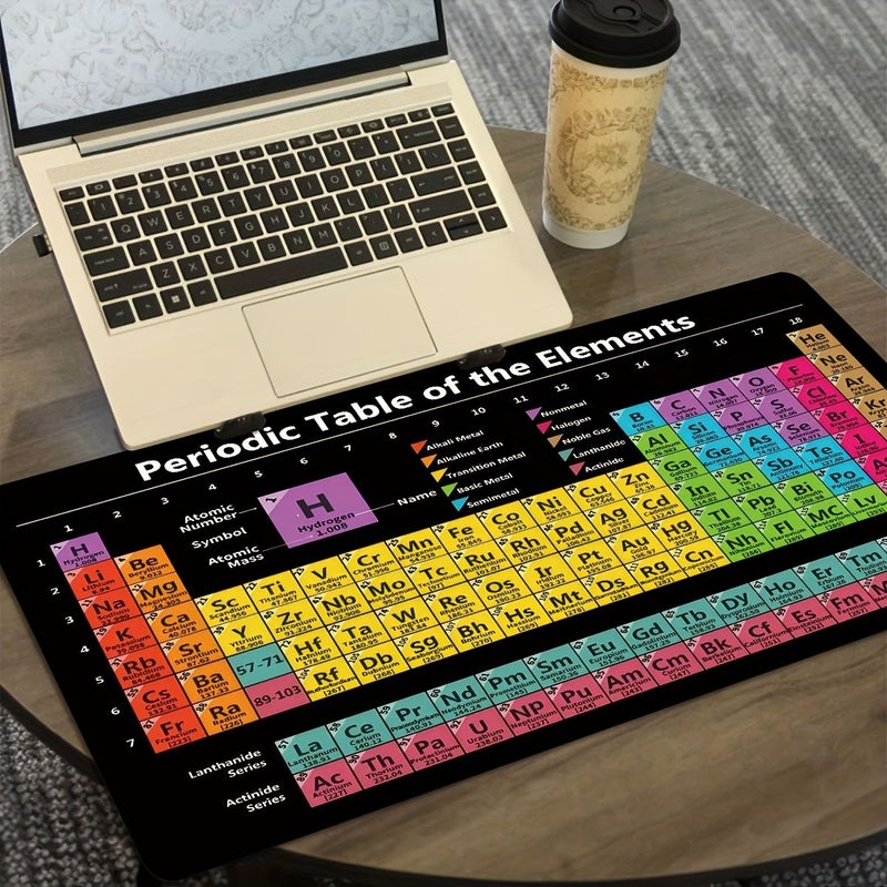 Gaming Mouse Mat 30x80cm Periodic Table Design Non Slip Rubber Base Stitched Edges Desk Pad - Image 5