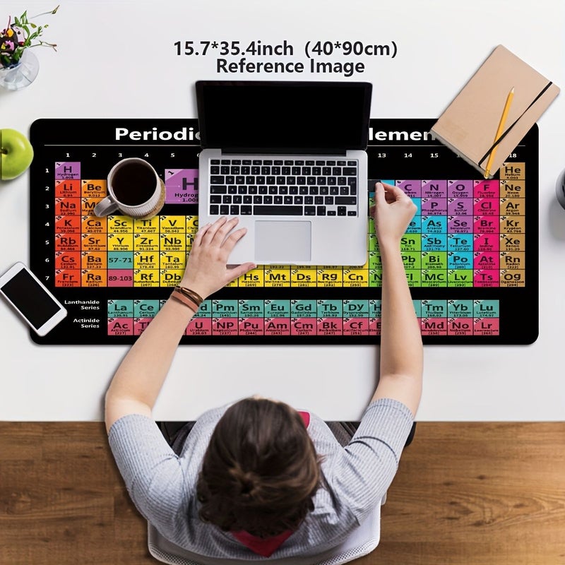 Gaming Mouse Mat 30x80cm Periodic Table Design Non Slip Rubber Base Stitched Edges Desk Pad - Image 4