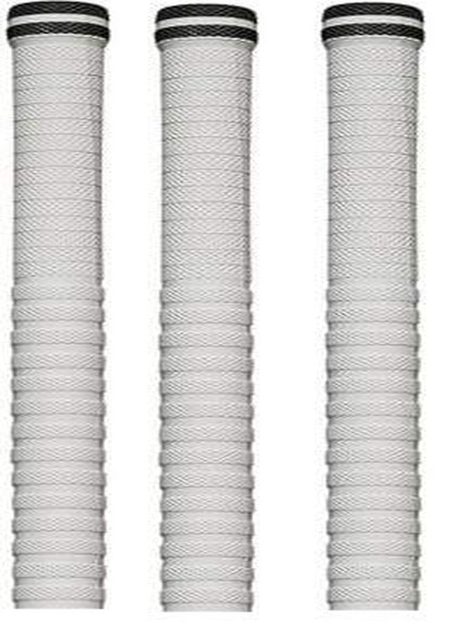 KIRARO Rubber Cricket Bat Handle Replacement Grip (White, Black) - Pack of 3