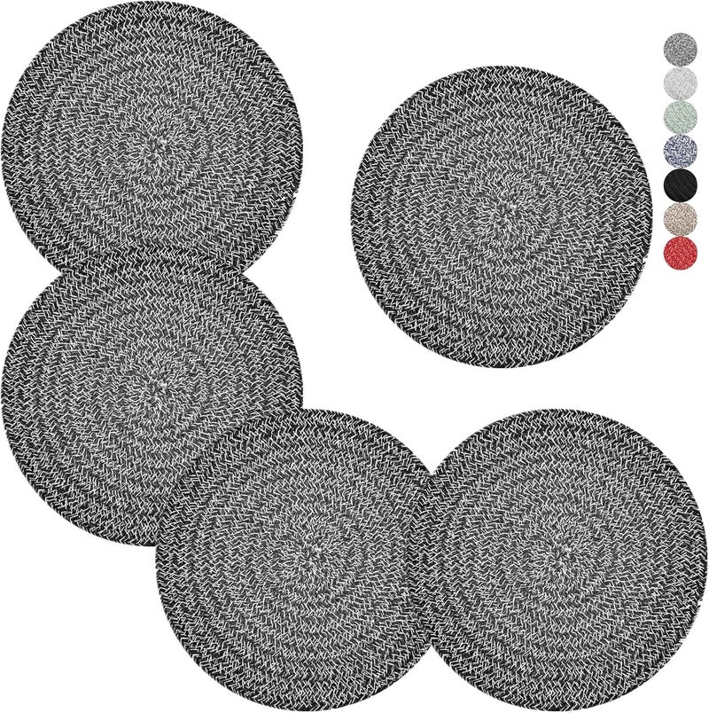 Cazzon Trivets for Hot Dishes, Pots and Pans, 8 Inches Hot Pads 5 Pcs, Pot Holders for Kitchen, Heat Resistant Mat Protect Counter, Coasters Set Home Essentials Farmhouse Decor (Deep Gray) - Image 1