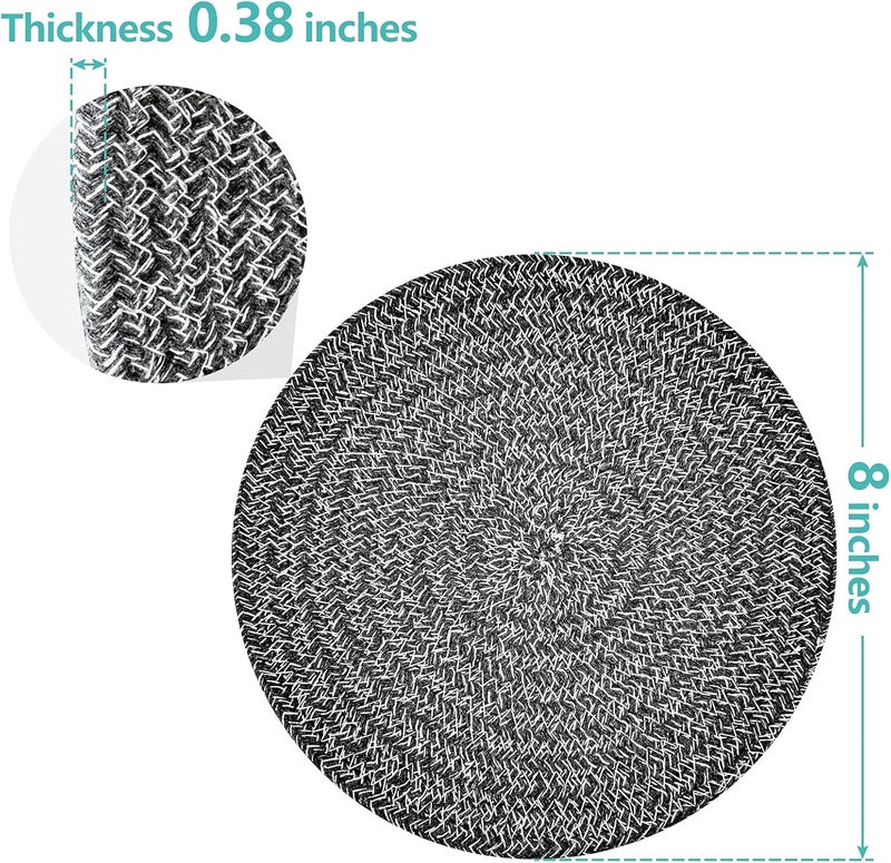 Cazzon Trivets for Hot Dishes, Pots and Pans, 8 Inches Hot Pads 5 Pcs, Pot Holders for Kitchen, Heat Resistant Mat Protect Counter, Coasters Set Home Essentials Farmhouse Decor (Deep Gray) - Image 3