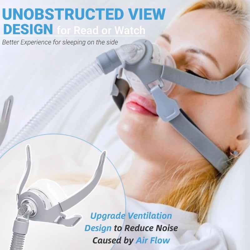 GAHQB قناع CPAP، قناع أنفي عالمي للنوم CPAP قابل لإعادة الاستخدام، مستلزمات CPAP، قناع وجه أنف سيليكون ناعم مع إحكام مثالي، مع حزام رأس، كوع/دوار، وسادة - Image 3