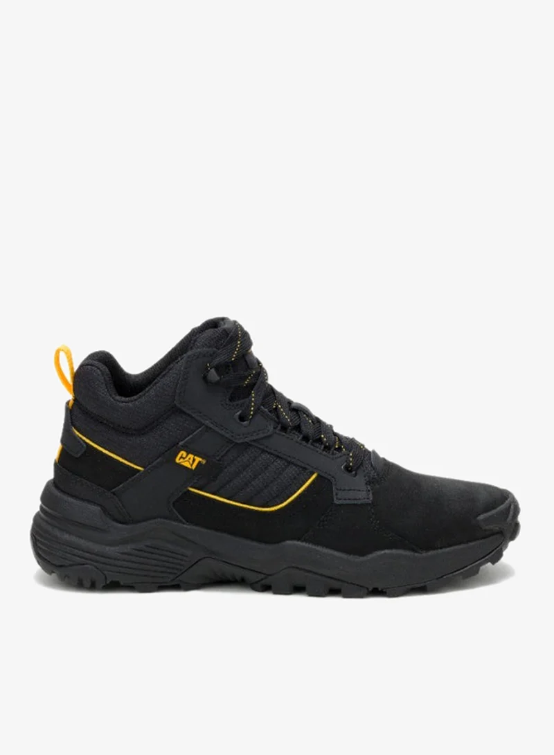 Caterpillar Grapple Leather Mid Men’s Casual Shoe – Black, Tumbled Nubuck & PU Suede, EVA Comfort Midsole, Slip‑Resistant Rubber Outsole