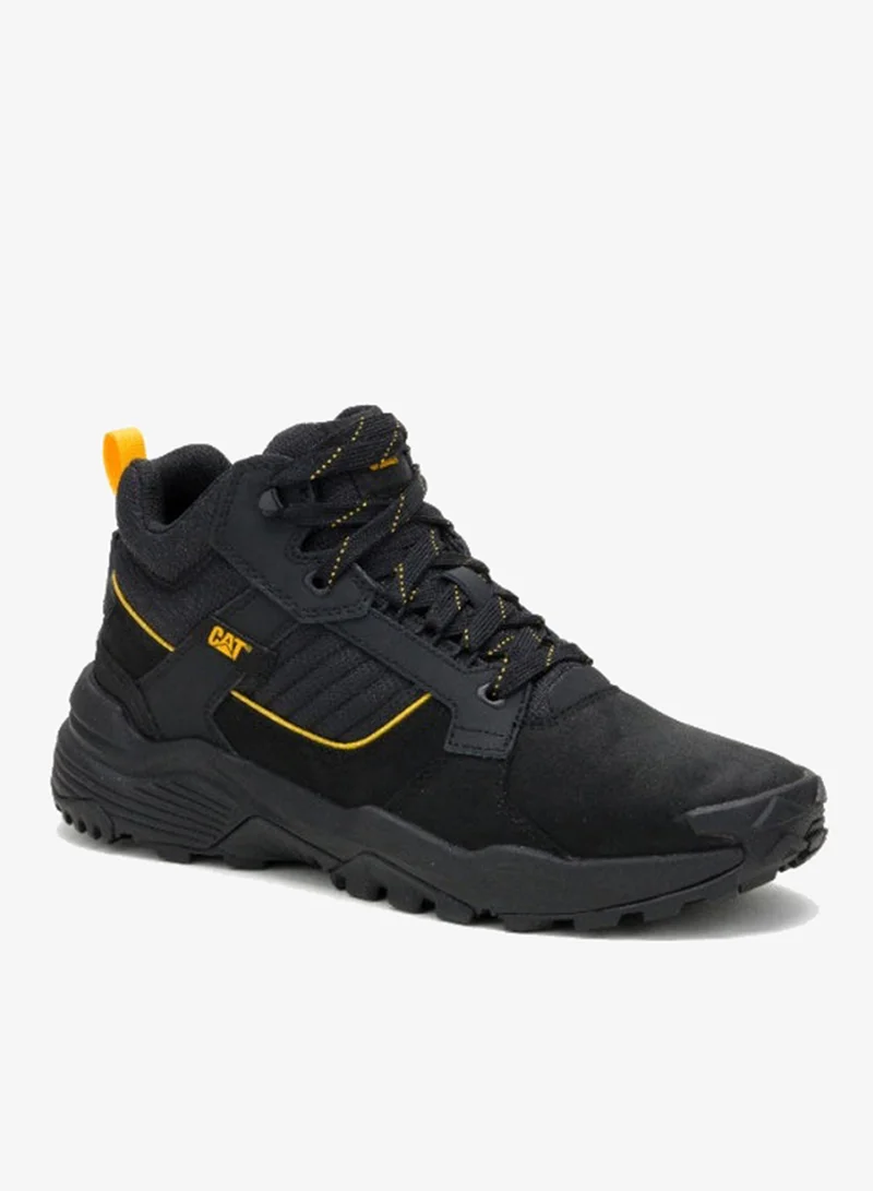 Caterpillar Grapple Leather Mid Men’s Casual Shoe – Black, Tumbled Nubuck & PU Suede, EVA Comfort Midsole, Slip‑Resistant Rubber Outsole