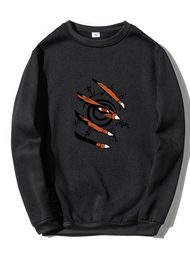 KUYING Naruto Card Retro Round Neck Hoodie  - Image 1