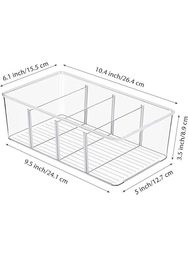 هوكور صناديق تنظيم وتخزين الطعام من هوكور، صناديق تخزين بلاستيكية شفافة لخزانة المؤن والمطبخ والثلاجة وتنظيم الخزانة والتخزين، حامل بـ 3 اقسام للحزم والوجبات الخفيفة وعبوات التوابل - Image 2